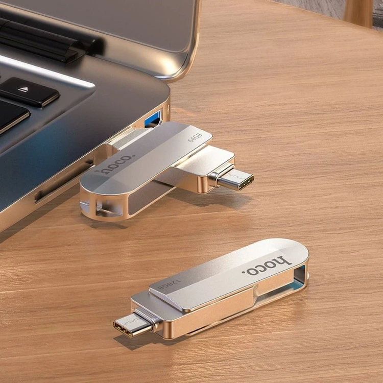 Pendrive 128GB USB 3.0 + USB-C Hoco UD10 Srebrny Dual Drive 2w1