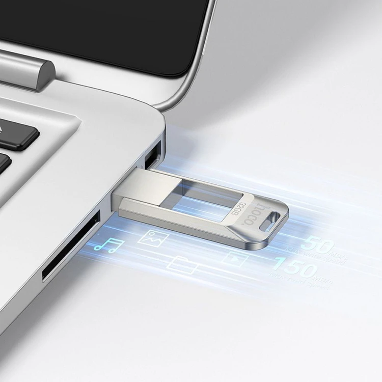 Pendrive 32GB USB 3.0 Hoco UD16 Metalowy Szybki Odczyt 150MB/s Nikiel