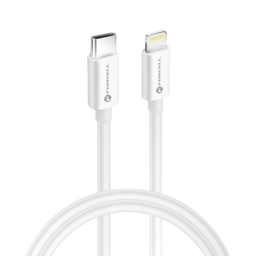 Certyfikowany kabel Forcell F-Energy MFi USB-C do Lightning 30W PD – 1 m – Biały