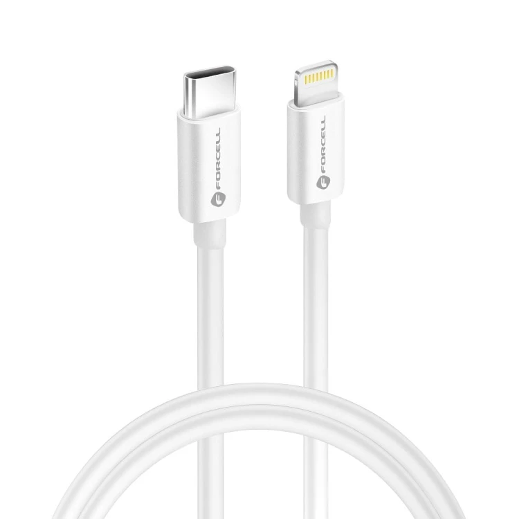 Certyfikowany kabel Forcell F-Energy MFi USB-C do Lightning 30W PD – 1 m – Biały