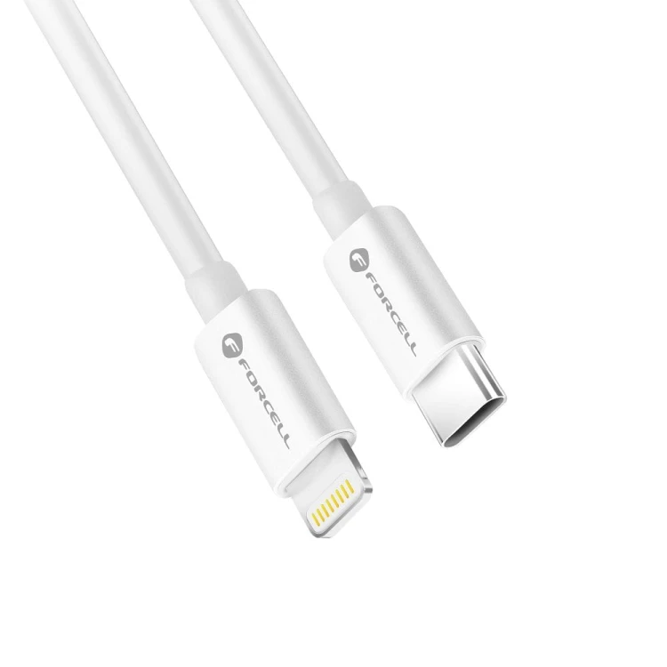 Certyfikowany kabel Forcell F-Energy MFi USB-C do Lightning 30W PD – 1 m – Biały