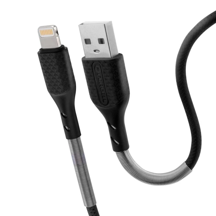 Wytrzymały kabel USB-A do Lightning Forcell F-Energy Carbon 12W – 1 m – Czarny
