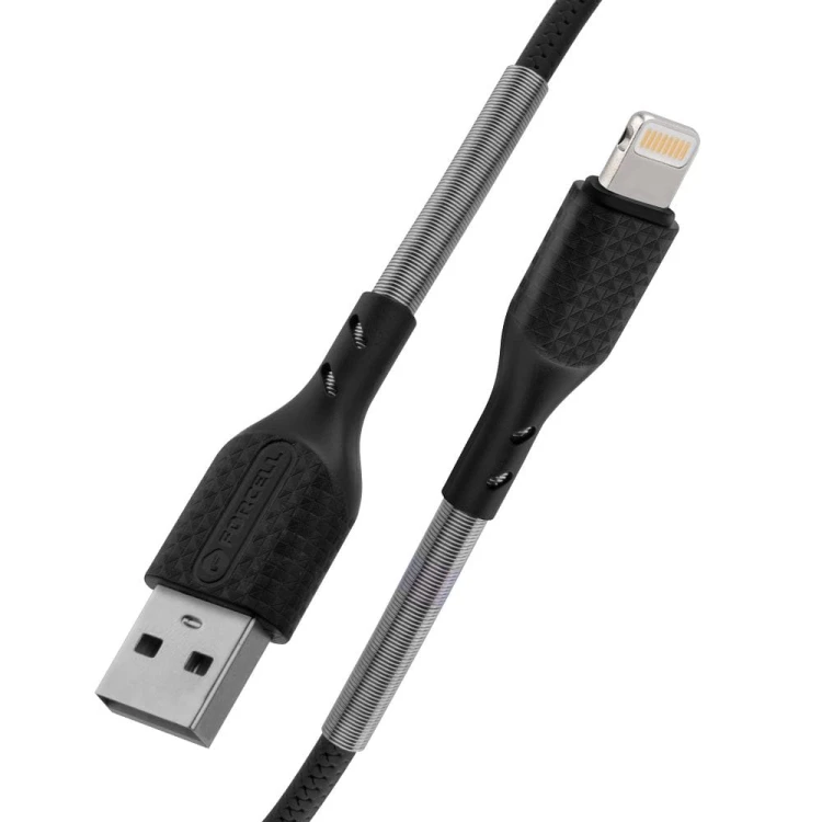 Wytrzymały kabel USB-A do Lightning Forcell F-Energy Carbon 12W – 1 m – Czarny