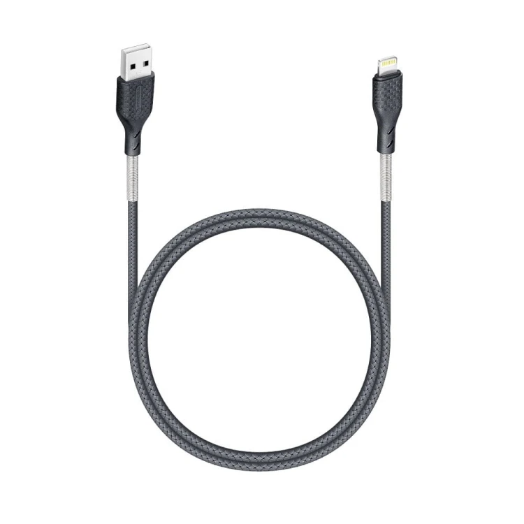 Wytrzymały kabel USB-A do Lightning Forcell F-Energy Carbon 12W – 1 m – Czarny
