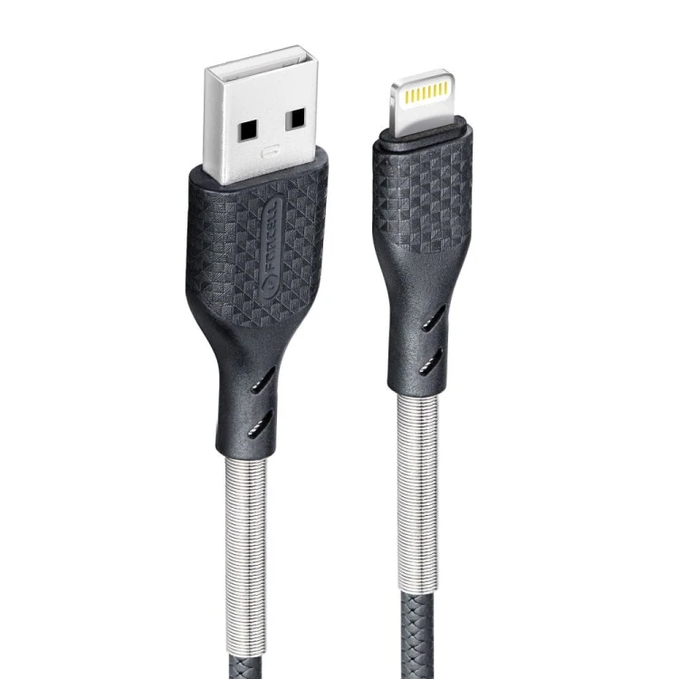 Wytrzymały kabel USB-A do Lightning Forcell F-Energy Carbon 12W – 1 m – Czarny