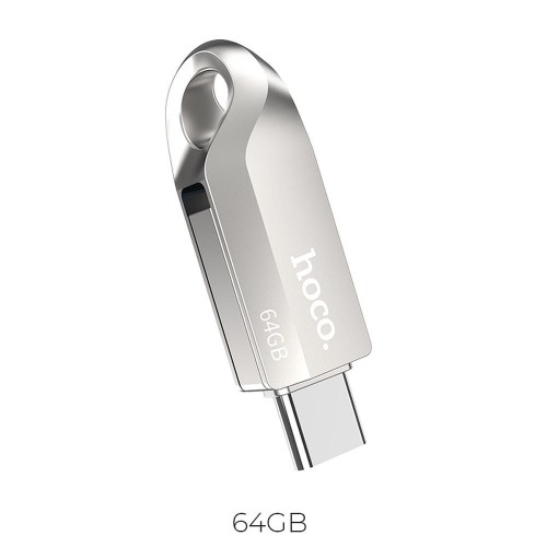 Pendrive 64GB USB 3.0 + USB-C Hoco UD8 Dual Drive Metalowy Nikiel