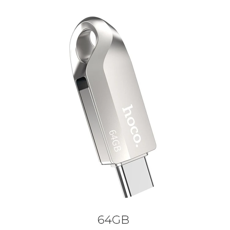 Pendrive 64GB USB 3.0 + USB-C Hoco UD8 Dual Drive Metalowy Nikiel