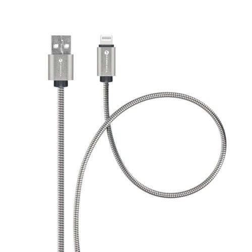 Pancerny kabel USB-A do Lightning Forcell F-Energy Metal 12W – 1 m – Srebrny