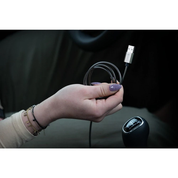 Pancerny kabel USB-A do Lightning Forcell F-Energy Metal 12W – 1 m – Srebrny