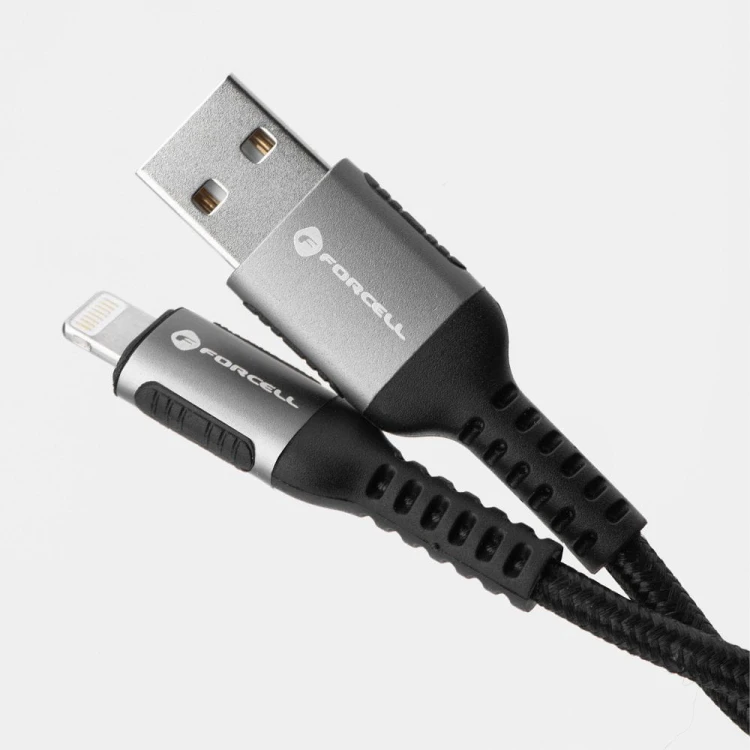 Długi kabel USB-A do Lightning Forcell F-Energy Cafule 12W – 2 m – Czarny
