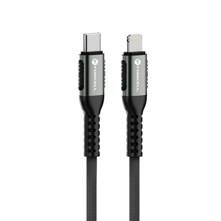 Ekstremalnie długi kabel USB-C do Lightning Forcell F-Energy Cafule 27W PD – 3 m – Czarny