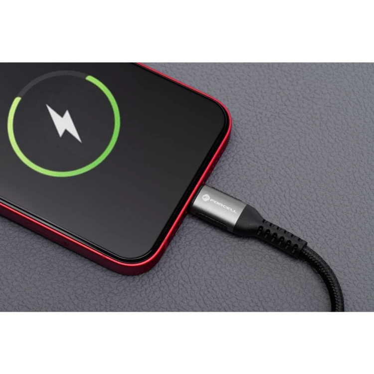 Długi kabel USB-C do Lightning Forcell F-Energy Cafule 27W PD – 2 m – Czarny