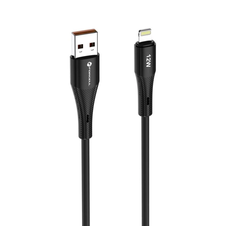 Elastyczny kabel USB-A do Lightning Forcell F-Energy Silicone 12W – 1 m – Czarny