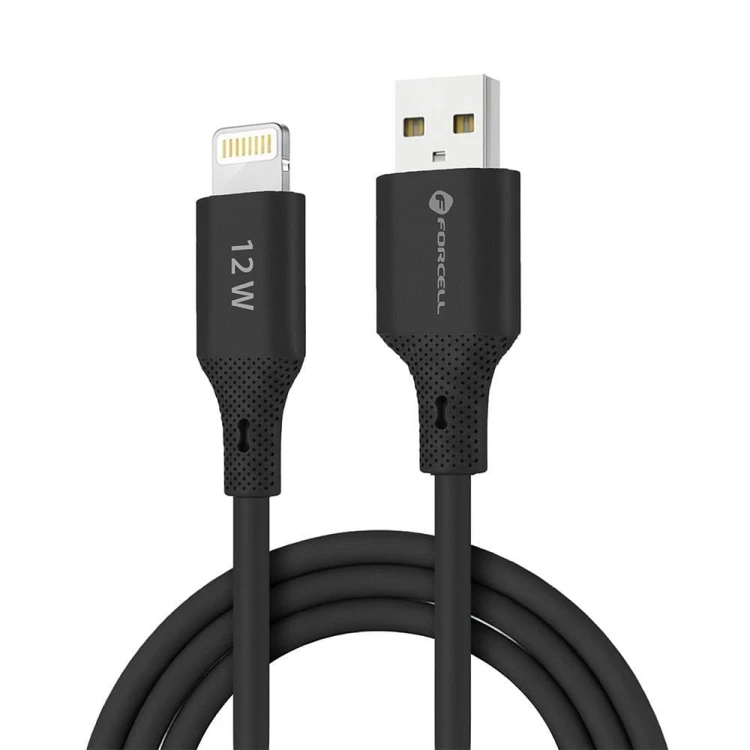 Elastyczny kabel USB-A do Lightning Forcell F-Energy Silicone 12W – 1 m – Czarny