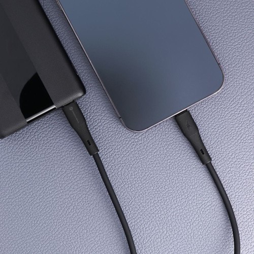 Aksamitnie elastyczny kabel USB-C do Lightning Forcell F-Energy Silicone 27W PD – 1 m – Czarny