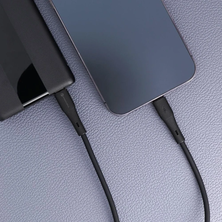 Aksamitnie elastyczny kabel USB-C do Lightning Forcell F-Energy Silicone 27W PD – 1 m – Czarny