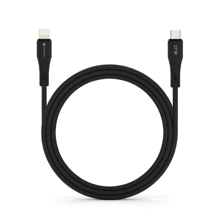 Aksamitnie elastyczny kabel USB-C do Lightning Forcell F-Energy Silicone 27W PD – 1 m – Czarny
