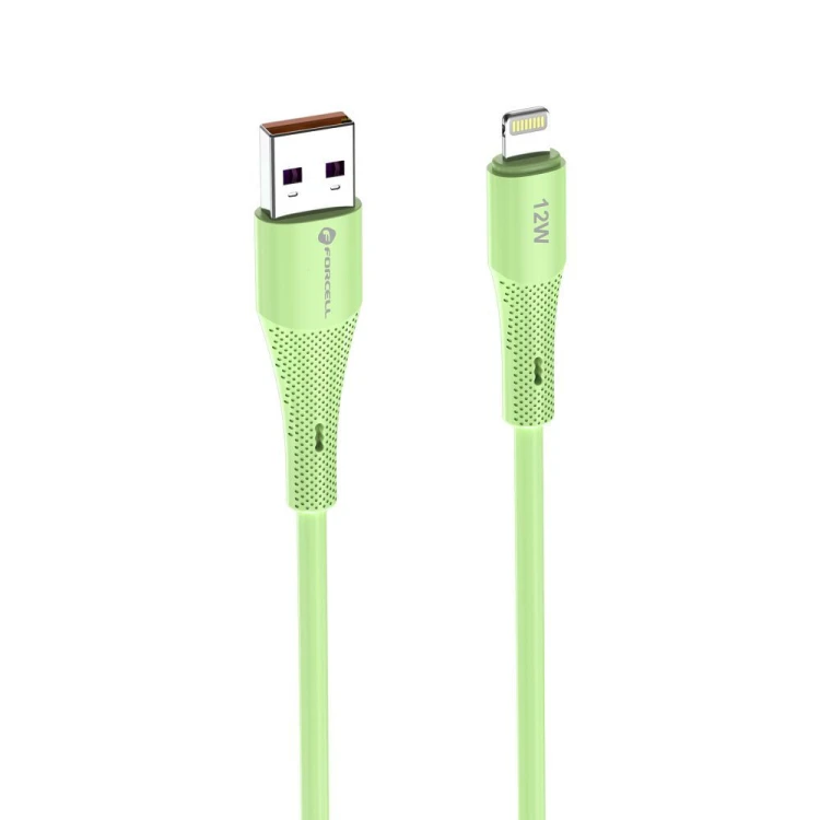 Elastyczny kabel USB-A do Lightning Forcell F-Energy Silicone 12W – 1 m – Zielony