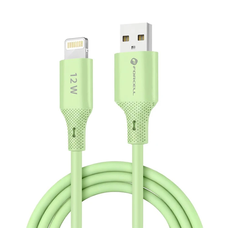 Elastyczny kabel USB-A do Lightning Forcell F-Energy Silicone 12W – 1 m – Zielony