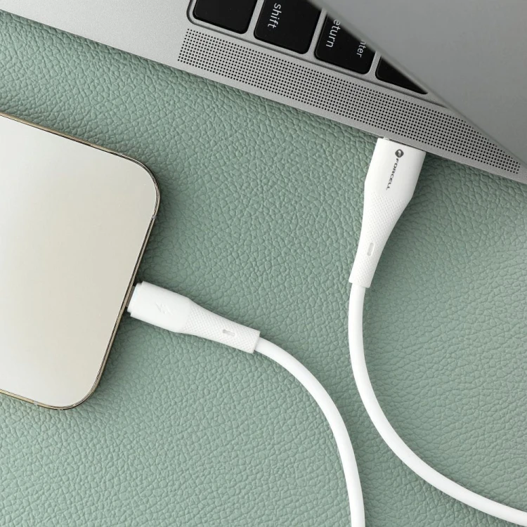 Elastyczny kabel USB-A do Lightning Forcell F-Energy Silicone 12W – 1 m – Biały