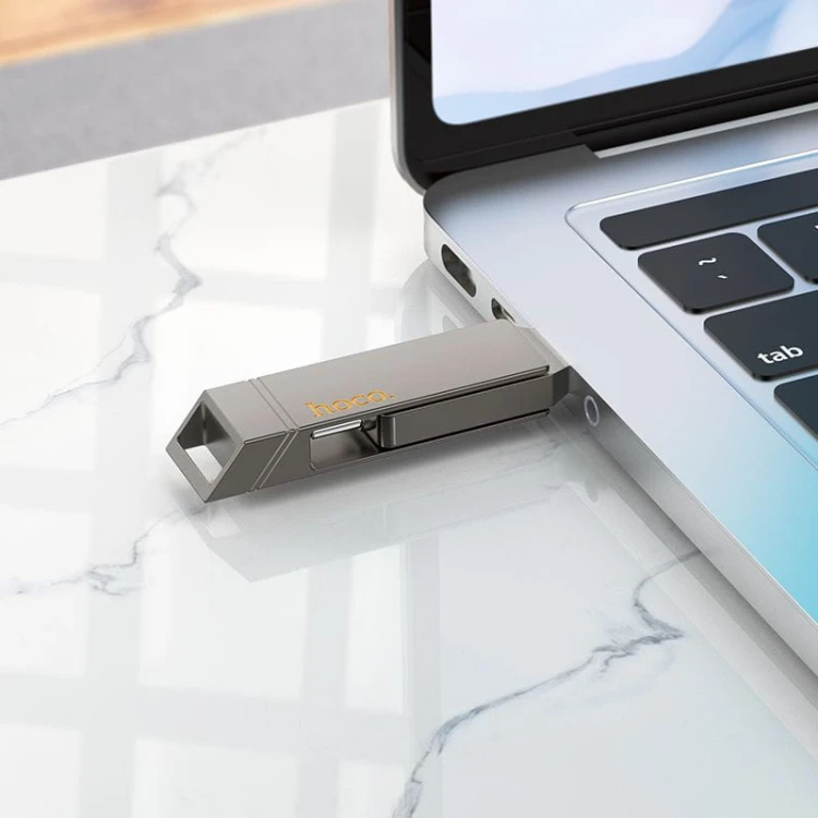 Pendrive 128GB USB 3.2 + USB-C Hoco UD15 Dual Drive 200MB/s Szary