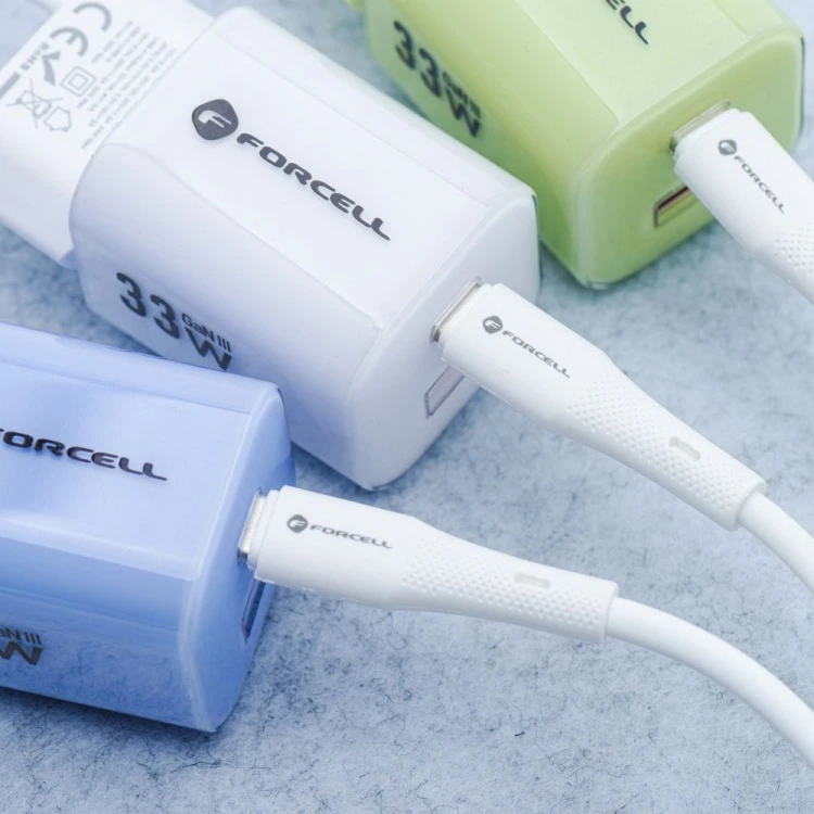 Elastyczny kabel USB-A do Lightning Forcell F-Energy Silicone 12W – 1 m – Biały