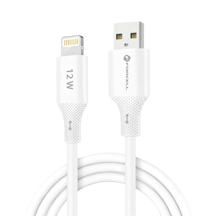 Elastyczny kabel USB-A do Lightning Forcell F-Energy Silicone 12W – 1 m – Biały