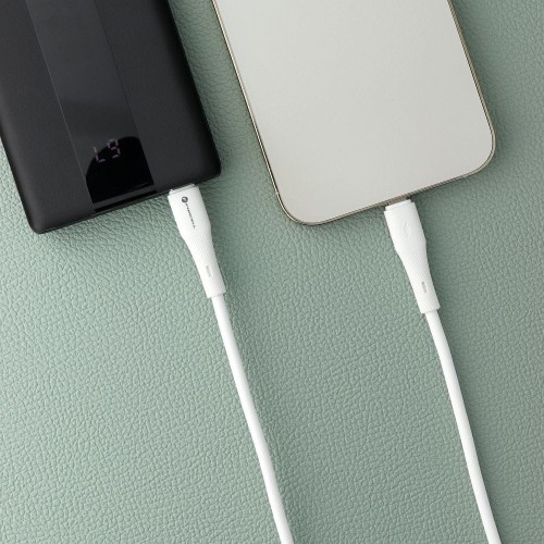 Aksamitnie elastyczny kabel USB-C do Lightning Forcell F-Energy Silicone 27W PD – 1 m – Biały