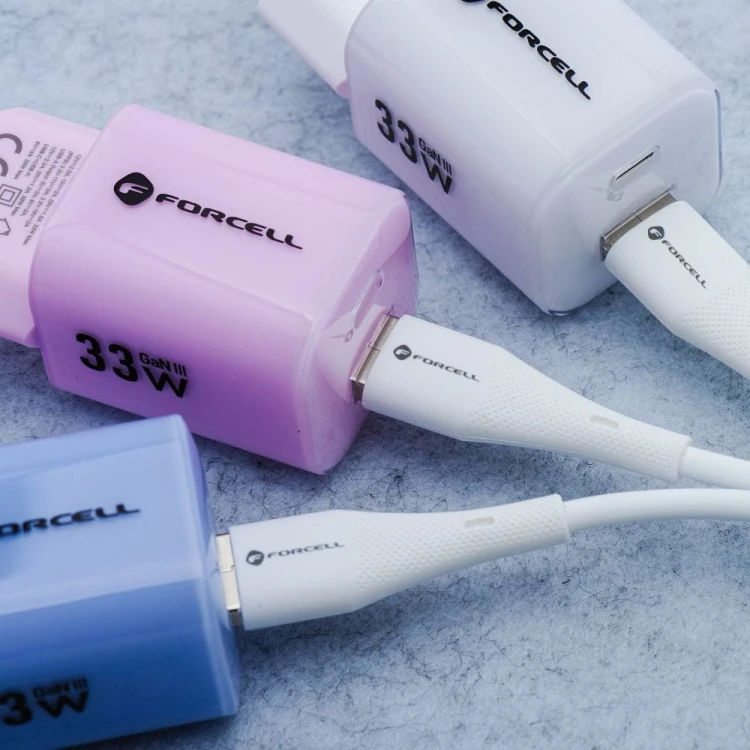 Aksamitnie elastyczny kabel USB-C do Lightning Forcell F-Energy Silicone 27W PD – 1 m – Biały