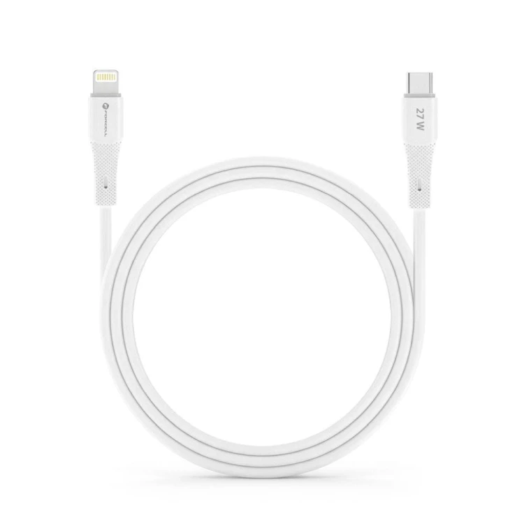 Aksamitnie elastyczny kabel USB-C do Lightning Forcell F-Energy Silicone 27W PD – 1 m – Biały