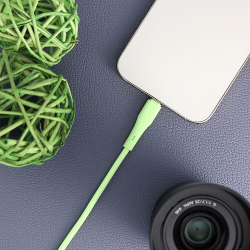 Aksamitnie elastyczny kabel USB-C do Lightning Forcell F-Energy Silicone 27W PD – 1 m – Zielony
