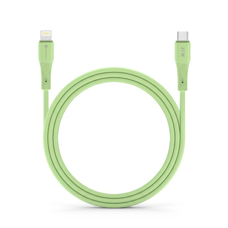 Aksamitnie elastyczny kabel USB-C do Lightning Forcell F-Energy Silicone 27W PD – 1 m – Zielony