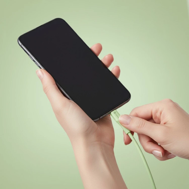 Aksamitnie elastyczny kabel USB-C do Lightning Forcell F-Energy Silicone 27W PD – 1 m – Zielony