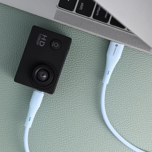 Aksamitnie elastyczny kabel USB-A do Micro USB Forcell F-Energy Silicone 18W QC 3.0 – 1 m – Niebieski