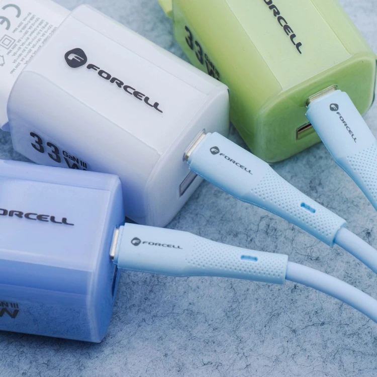 Aksamitnie elastyczny kabel USB-A do Micro USB Forcell F-Energy Silicone 18W QC 3.0 – 1 m – Niebieski