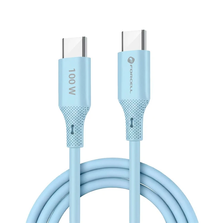 Aksamitnie elastyczny kabel USB-A do Micro USB Forcell F-Energy Silicone 18W QC 3.0 – 1 m – Niebieski