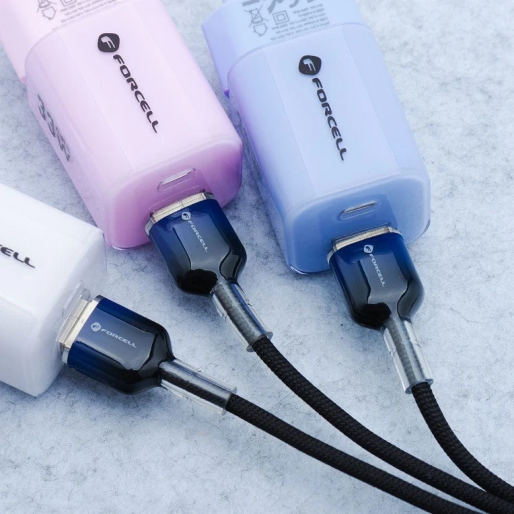 Stylowy kabel USB-A do Micro USB Forcell F-Energy Gradient 18W QC 3.0 – 1 m – Czarny