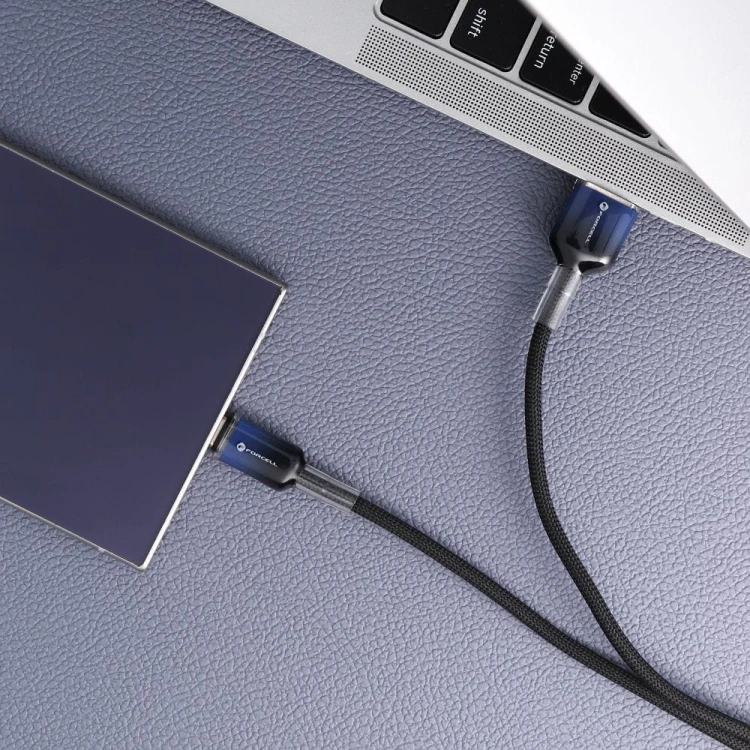 Stylowy kabel USB-A do Micro USB Forcell F-Energy Gradient 18W QC 3.0 – 1 m – Czarny