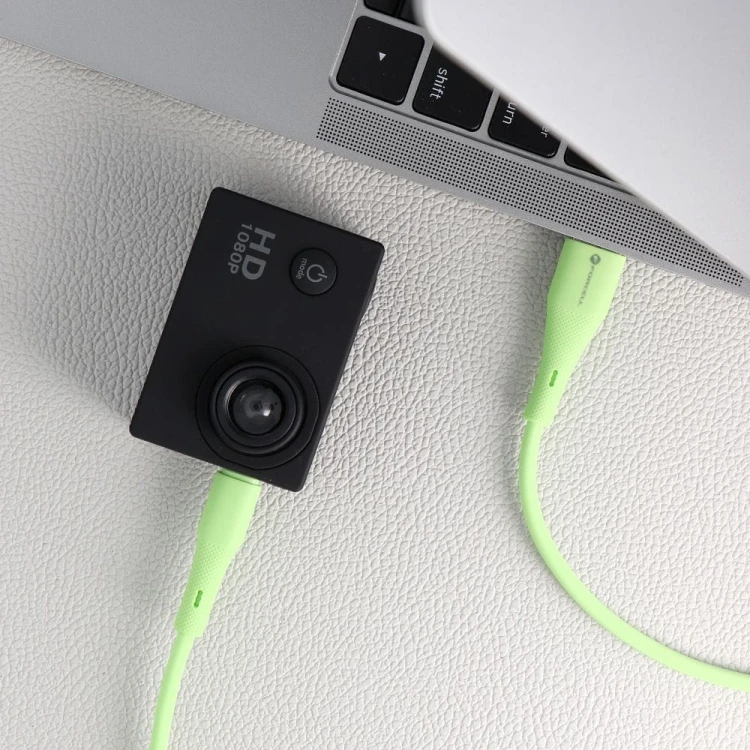 Aksamitnie elastyczny kabel USB-A do Micro USB Forcell F-Energy Silicone 18W QC 3.0 – 1 m – Zielony