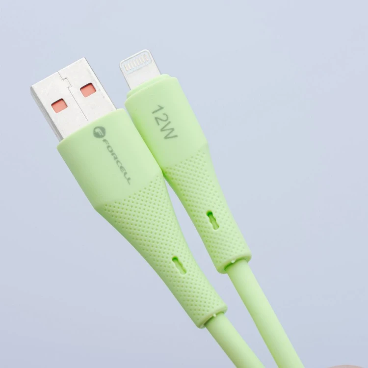 Aksamitnie elastyczny kabel USB-A do Micro USB Forcell F-Energy Silicone 18W QC 3.0 – 1 m – Zielony