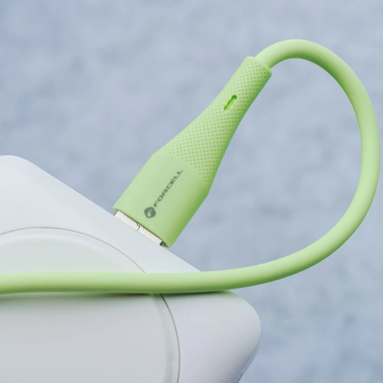 Aksamitnie elastyczny kabel USB-A do Micro USB Forcell F-Energy Silicone 18W QC 3.0 – 1 m – Zielony