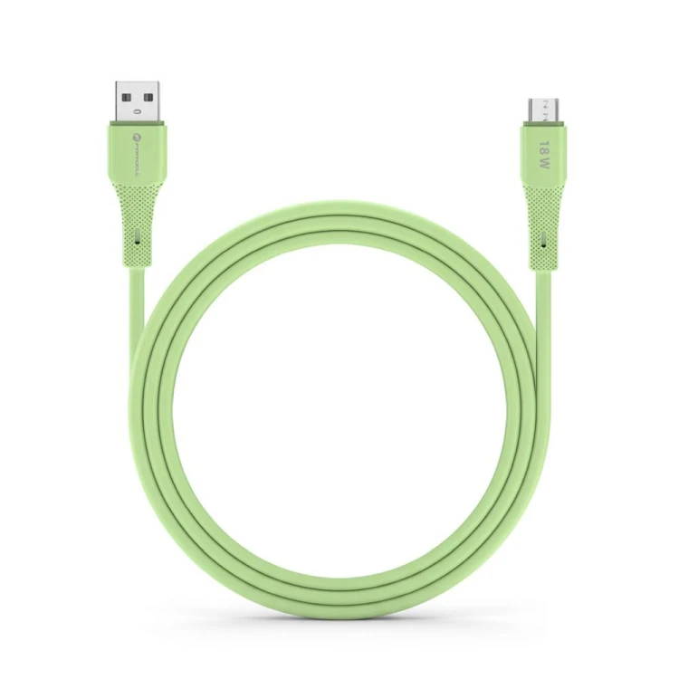 Aksamitnie elastyczny kabel USB-A do Micro USB Forcell F-Energy Silicone 18W QC 3.0 – 1 m – Zielony