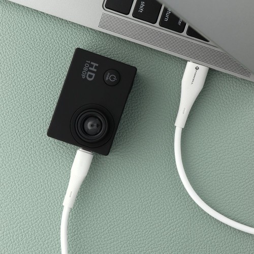 Aksamitnie elastyczny kabel USB-A do Micro USB Forcell F-Energy Silicone 18W QC 3.0 – 1 m – Biały