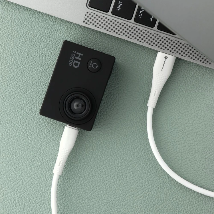 Aksamitnie elastyczny kabel USB-A do Micro USB Forcell F-Energy Silicone 18W QC 3.0 – 1 m – Biały