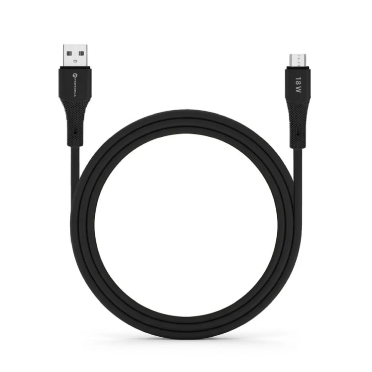 Aksamitnie elastyczny kabel USB-A do Micro USB Forcell F-Energy Silicone 18W QC 3.0 – 1 m – Czarny