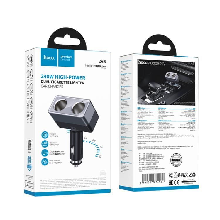Rozdzielacz Gniazda Zapalniczki Hoco Z65 240W 12-24V Dual