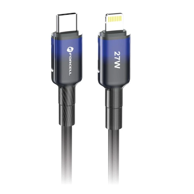 Stylowy kabel USB-C do Lightning Forcell F-Energy Gradient 27W PD – 1 m – Czarny