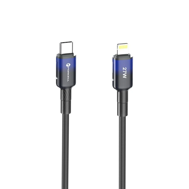 Stylowy kabel USB-C do Lightning Forcell F-Energy Gradient 27W PD – 1 m – Czarny