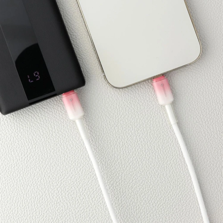 Stylowy kabel USB-C do Lightning Forcell F-Energy Gradient 27W PD – 1 m – Biały