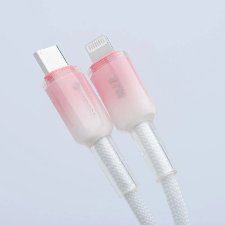 Stylowy kabel USB-C do Lightning Forcell F-Energy Gradient 27W PD – 1 m – Biały